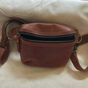 Brown Leather Crossbody Belt Bag